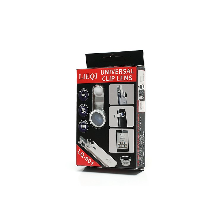 Universal Clip 3 in 1 Fisheye-lens & Wide-angle & Macro Lens Kit for iPhone / iPad / Samsung / HTC / LG Phone - Silver-7
