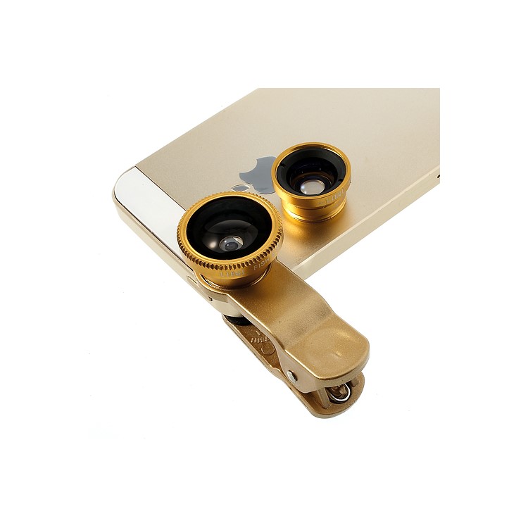 Universal Clip 3 in 1 Fisheye-lens & Wide-angle & Macro Lens Kit for iPhone / iPad / Samsung / HTC / LG Phone - Gold-4