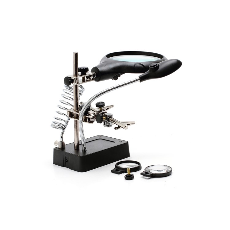5 LED Illuminated Magnifier w/ Stand Auxiliary Tool for Electronics Welding Soldering-2