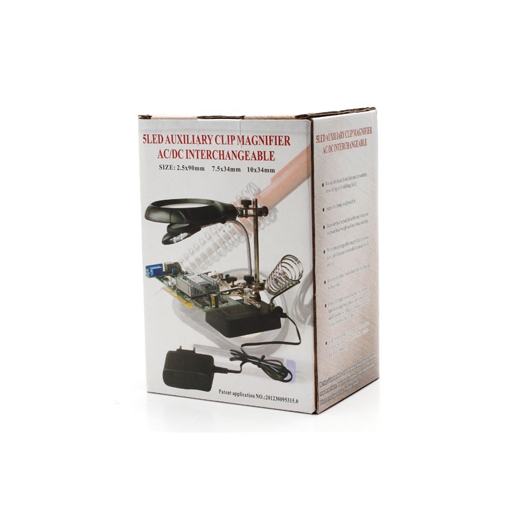 5 LED Illuminated Magnifier w/ Stand Auxiliary Tool for Electronics Welding Soldering-9