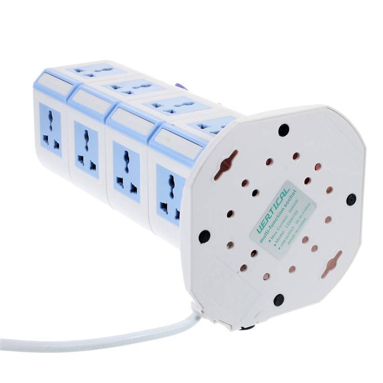 16 Way Gang Multi Socket Power Stripe Extension Vertical Tower Outlet