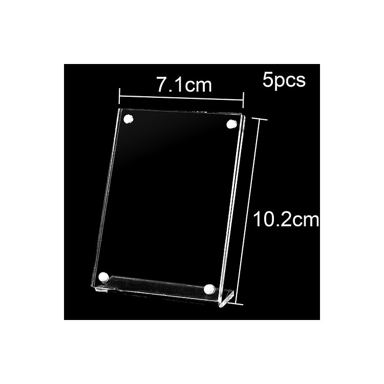 5Pcs/Pack Clear Acrylic Magnetic Closure Holder for Card Sign Menu Photo Display, Size: 7.1 x 10.2cm-1