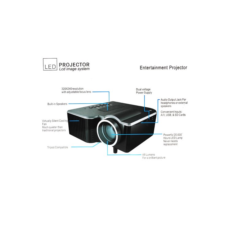 Mini Multimedia Home LED Projector Theater with HDMI / SD / USB / AV / VGA Port - Black-12