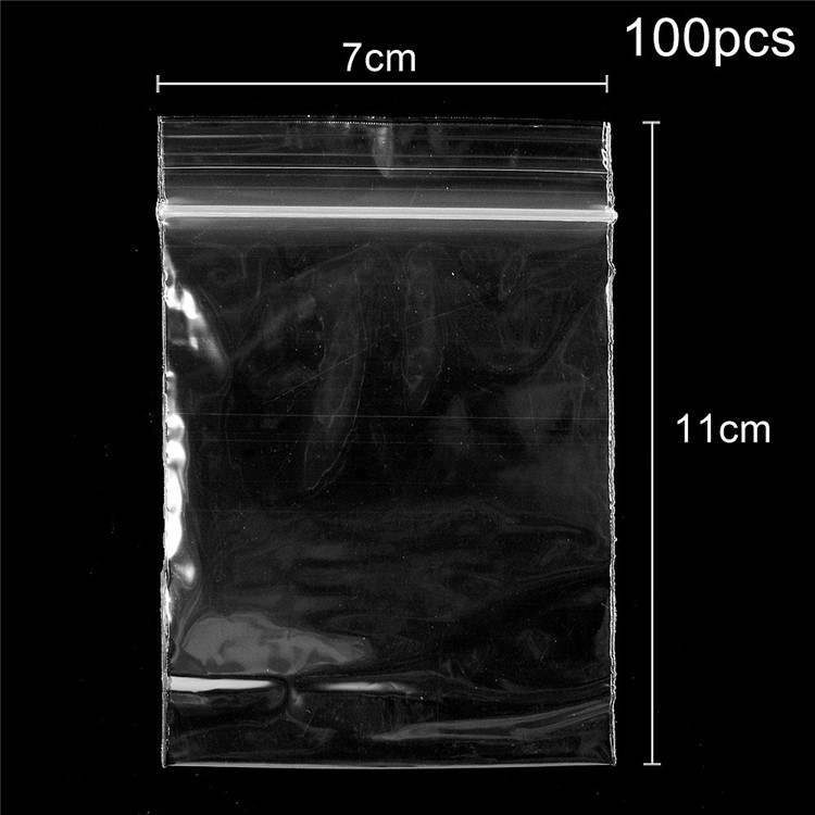 100pcs/Lot Transparent Resealable Reclosable Ziplock Bag Packaging, Size: 7 x 11cm-1