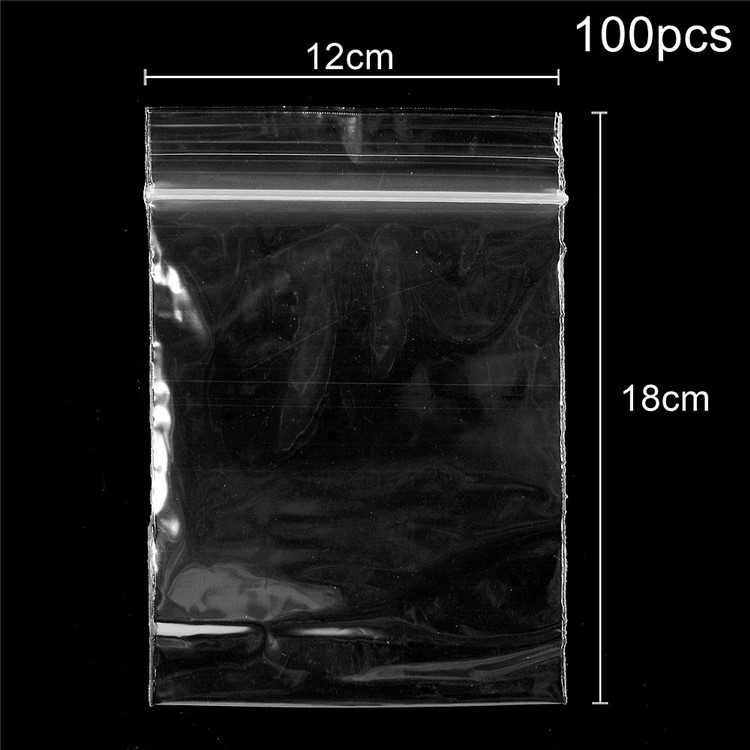 100pcs/Lot Transparent Resealable Ziplock Bag Packaging Bags, Size: 12 x 18cm-1