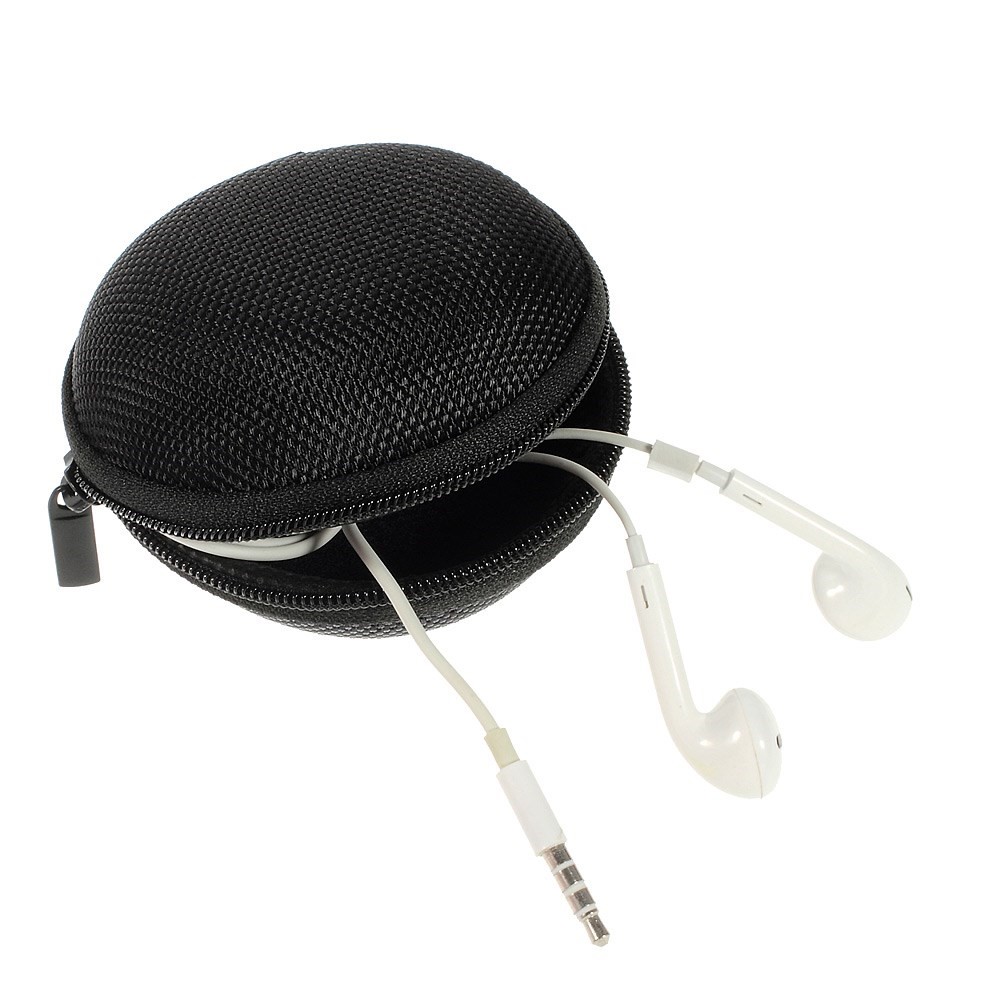 Portable Earphone Headphone Earbud Carrying Storage Bag Pouch - Black-2