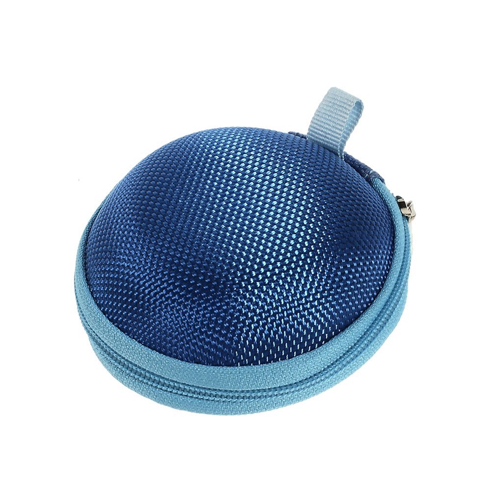 Portable Earphone Headphone Earbud Carrying Storage Pouch Bag - Dark Blue-1