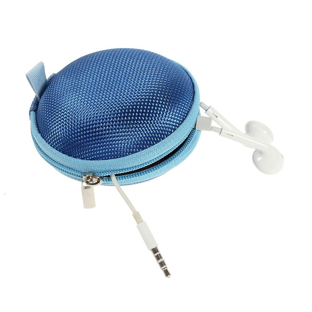 Portable Earphone Headphone Earbud Carrying Storage Pouch Bag - Dark Blue-2