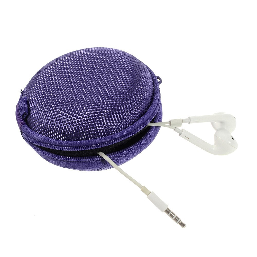 Portable Earphone Headphone Earbud Carrying Storage Pouch Bag - Purple-2
