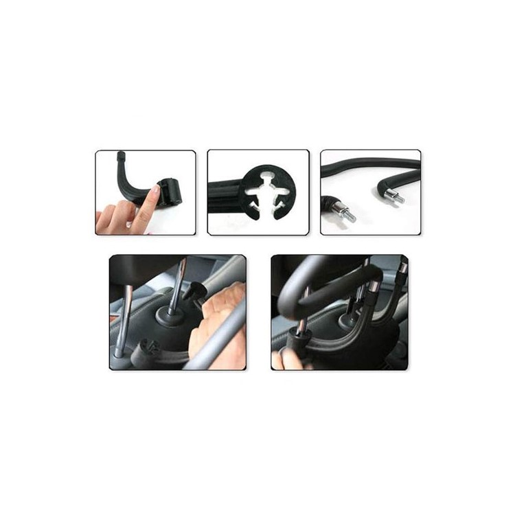 Chrome Steel Car Coat Hanger Seat Headrest Clothes Holder - Black-5