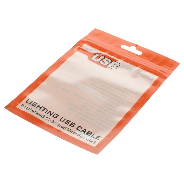 50Pcs/Lot Waterproof Ziplock Bags Packging Bag for Lighting USB Cable, Size: 10.5 x 9cm - Orange-2