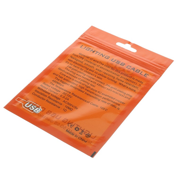 50Pcs/Lot Waterproof Ziplock Bags Packging Bag for Lighting USB Cable, Size: 10.5 x 9cm - Orange-3