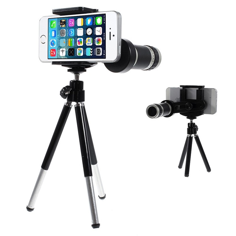 8X Zoom Mobile Phone Telescope Camera Lens + Mini Tripod + Adjustable Holder-1