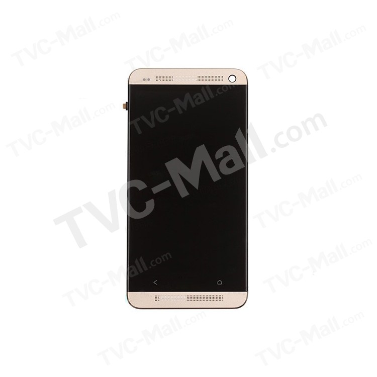 Gold LCD Touch Screen Digitizer Assembly with Front Housing for HTC One M7 801e OEM-1