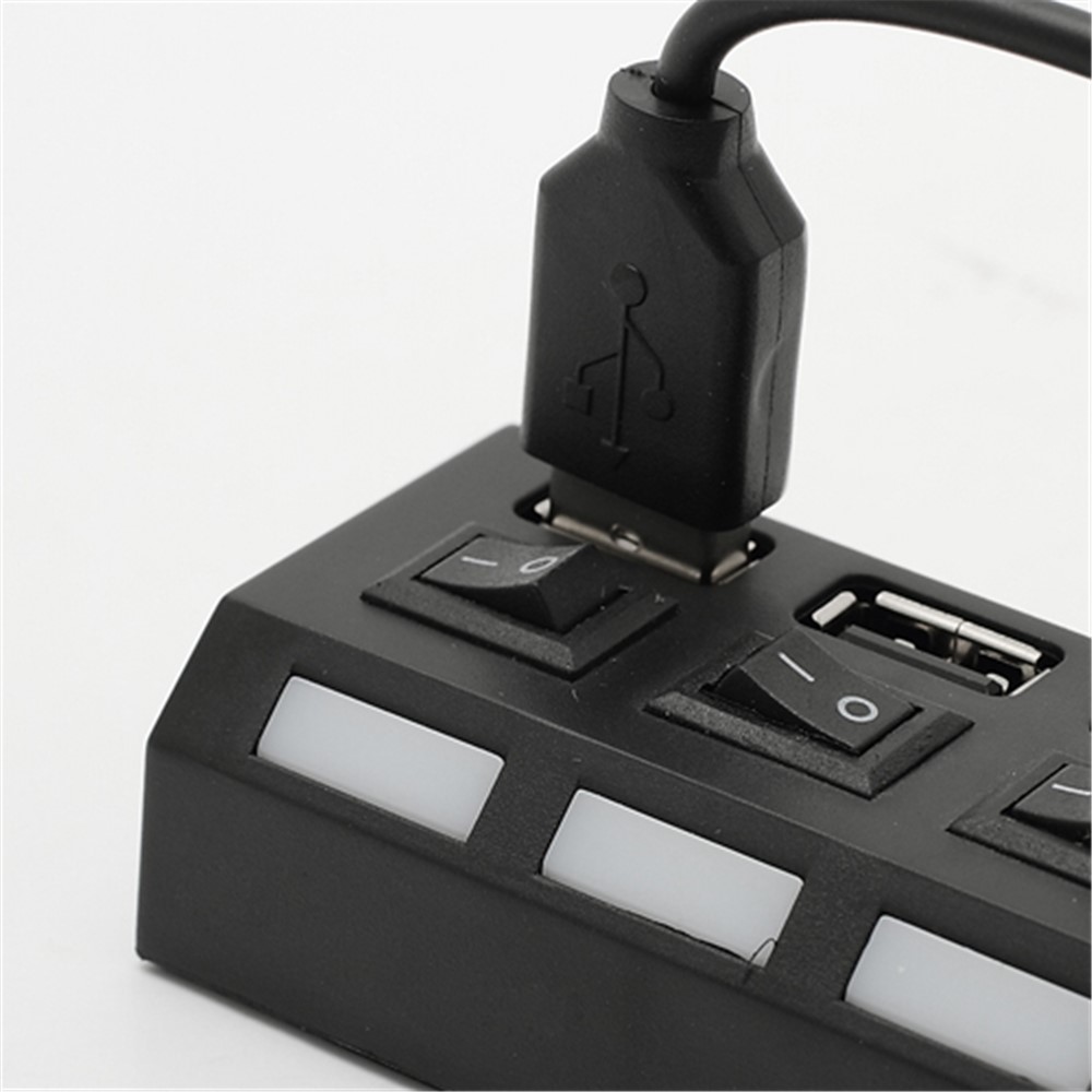 4 Porte Hib 2.0 Hub On/off Switch Per Laptop PC - Nero