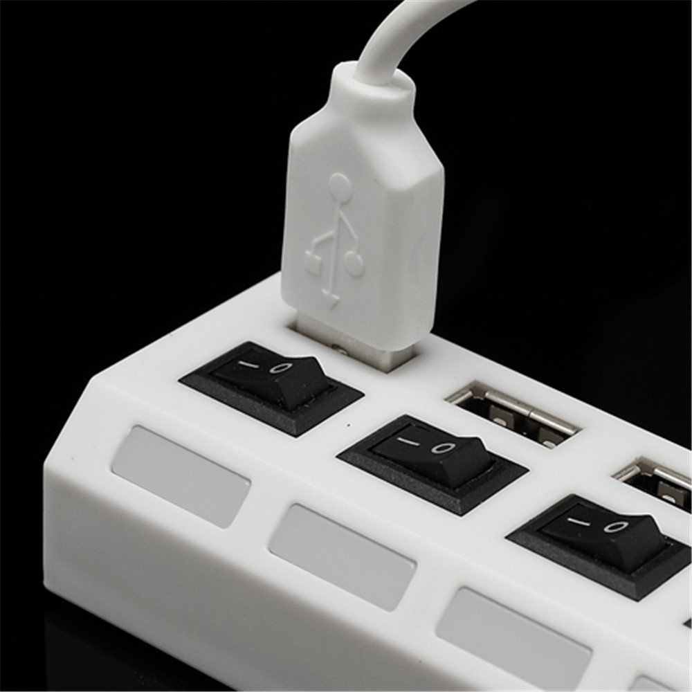 4 Port Hi-Speed USB 2.0 HUB w/ ON/OFF Switch for Laptop PC - White-5