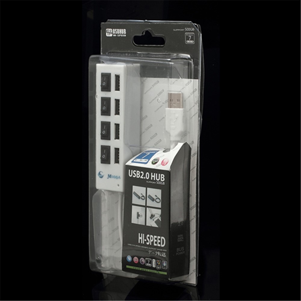 4 Port Hi-Speed USB 2.0 HUB w/ ON/OFF Switch for Laptop PC - White-6