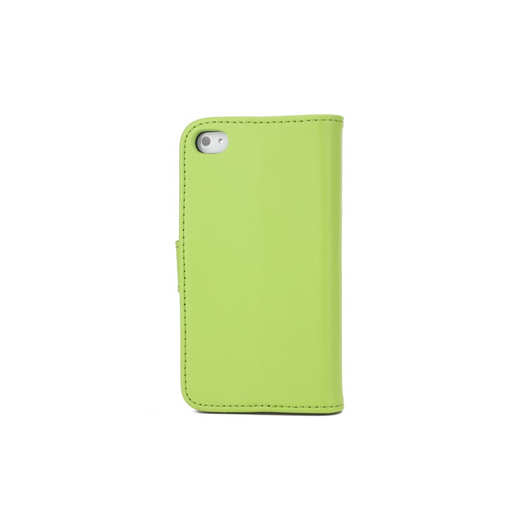 Genuine Split Leather Magnetic Folio Wallet Stand Case for iPhone 4 4S - GreenWallet Style Folio Leather Stand Case for iPhone 4 4S - Green-2