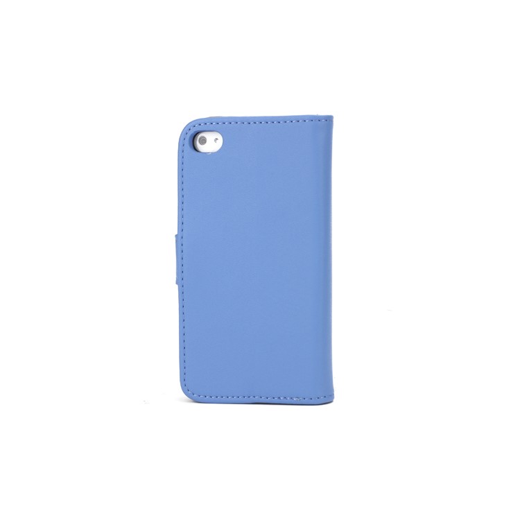 Genuine Split Leather Magnetic Folio Wallet Stand Case for iPhone 4 4S - BlueWallet Style Folio Leather Stand Case for iPhone 4 4S - Blue-2
