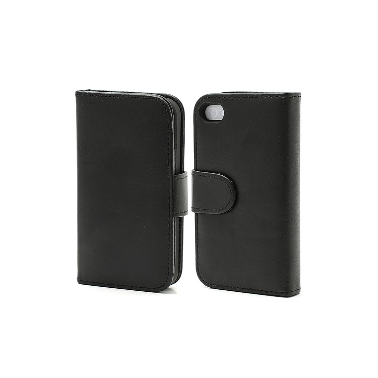 Elegant Magnetic Folio Leather Wallet Case for iPhone 4 4S - Black-1