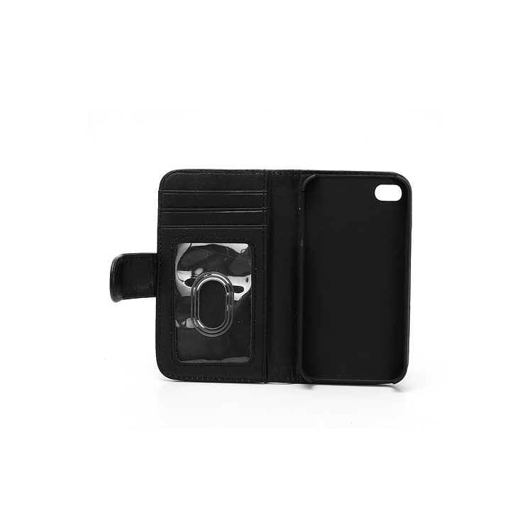 Elegant Magnetic Folio Leather Wallet Case for iPhone 4 4S - Black-4