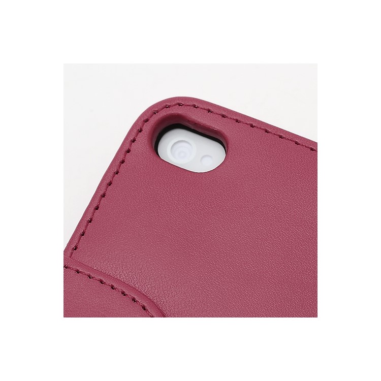 Elegant Magnetic Folio Leather Wallet Case for iPhone 4 4S - Red-4