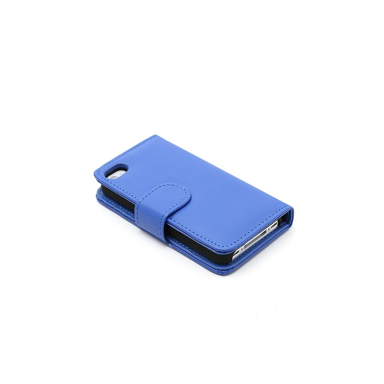 Elegant Magnetic Folio Leather Wallet Case for iPhone 4 4S - Blue-2