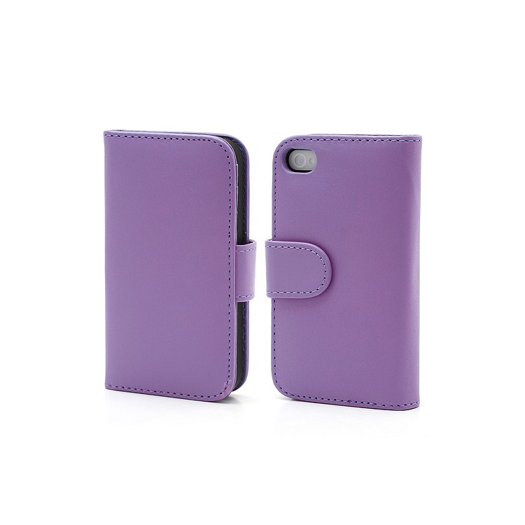 Elegant Magnetic Folio Leather Wallet Case for iPhone 4 4S - Purple-1