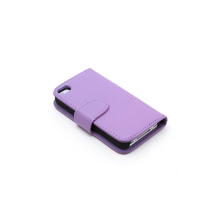 Elegant Magnetic Folio Leather Wallet Case for iPhone 4 4S - Purple-2