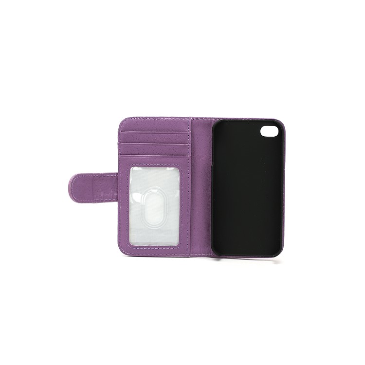 Elegant Magnetic Folio Leather Wallet Case for iPhone 4 4S - Purple-4