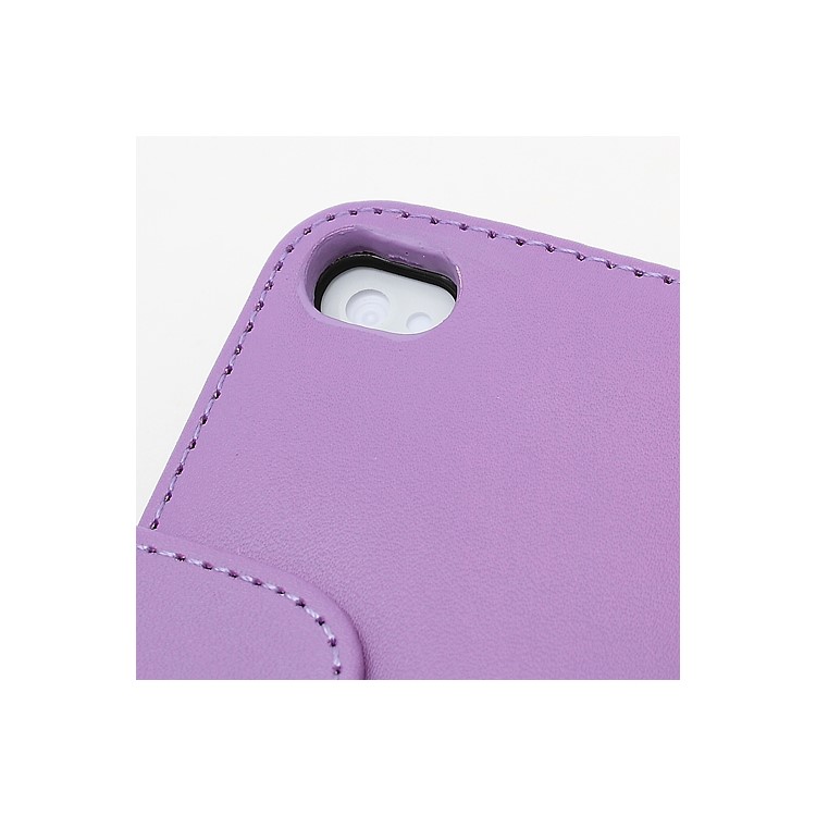 Elegant Magnetic Folio Leather Wallet Case for iPhone 4 4S - Purple-5
