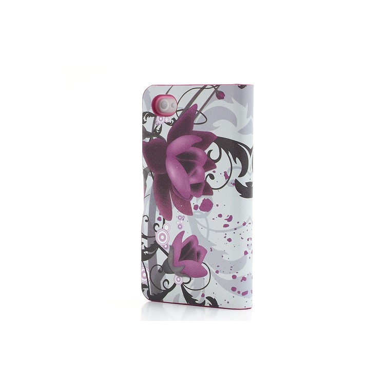 Beautiful Lotus Flower Credit Card Wallet Stand Leather Case for iPhone 4 4S-2