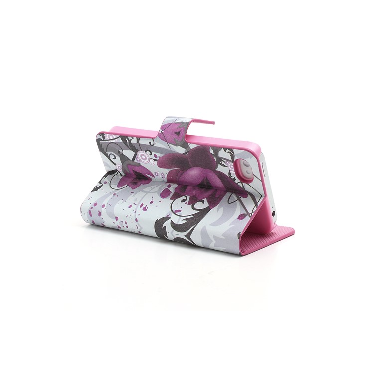 Beautiful Lotus Flower Credit Card Wallet Stand Leather Case for iPhone 4 4S-4