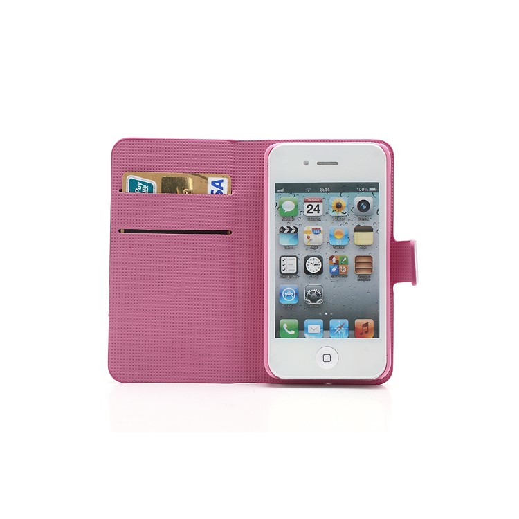 Beautiful Lotus Flower Credit Card Wallet Stand Leather Case for iPhone 4 4S-5