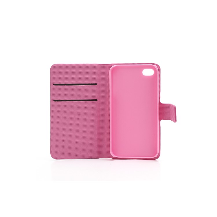 Pink Plum Magnetic Leather Case Cover with Card Slots & Stand for iPhone 4 4S-8