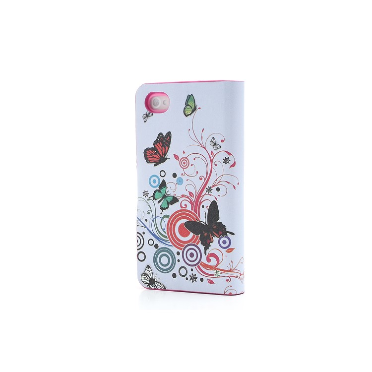 Vivid Butterfly Circle Leather Case with Stand & Wallet for iPhone 4 4S-2