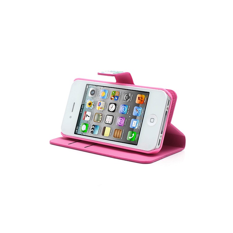 Vivid Butterfly Circle Leather Case with Stand & Wallet for iPhone 4 4S-3