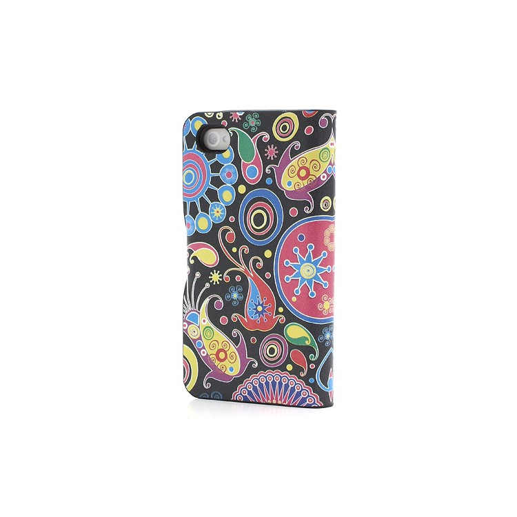 Colorful Flower Ribbon Wallet iPhone 4 4S Leather Stand Case Cover