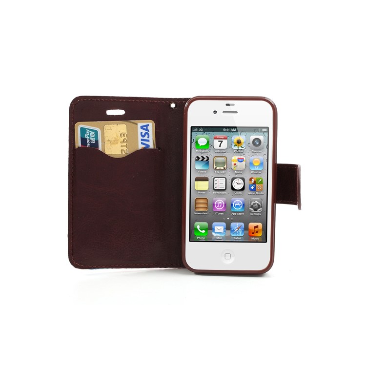 Vivid Flowers Cloth Leather Magnetic Wallet Stand Case for iPhone 4 4S - White-11