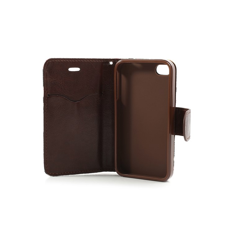 Vivid Flowers Cloth Leather Magnetic Wallet Stand Case for iPhone 4 4S - White-13