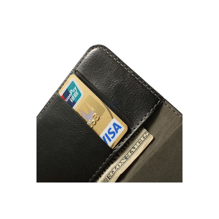 Black Crazy Horse Wallet Leather Case Stand for iPhone 4 4s-7