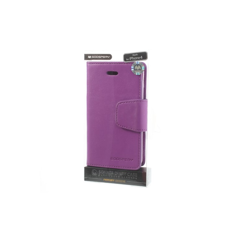 Mercury Goospery Sonata Diary Leather Stand Cover for iPhone 4s 4 - Purple-11