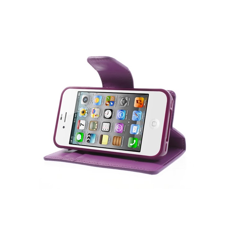 Mercury Goospery Sonata Diary Leather Stand Cover for iPhone 4s 4 - Purple-4