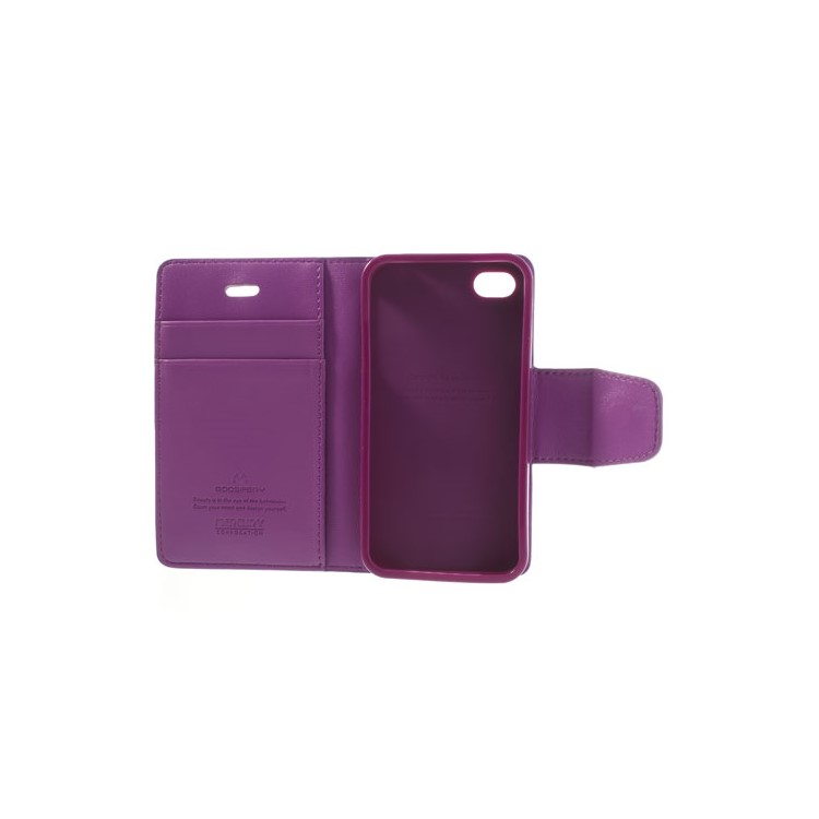 Mercury Goospery Sonata Diary Leather Stand Cover for iPhone 4s 4 - Purple-7