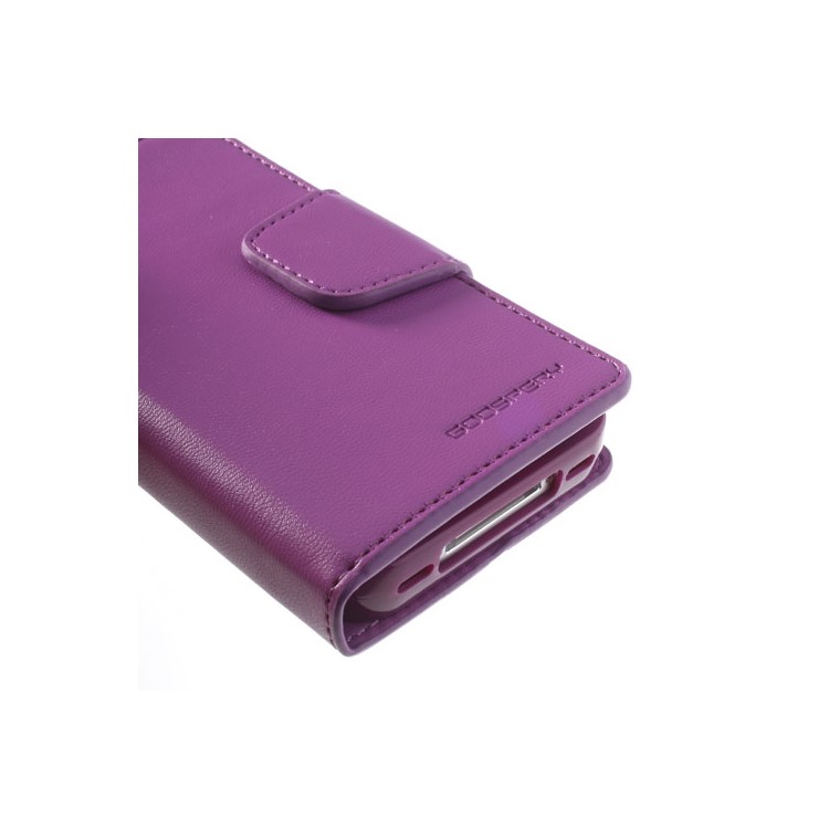 Mercury Goospery Sonata Diary Leather Stand Cover for iPhone 4s 4 - Purple-9
