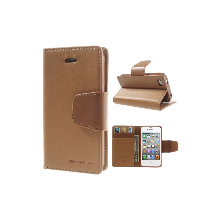 

Mercury Goospery Sonata Diary Leather Magnetic Cover for iPhone 4s 4 w/ Stand - Brown