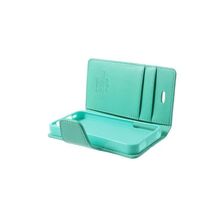 Mercury Goospery for iPhone 4s 4 Sonata Diary Flip Leather Case w/ Stand - Cyan-6