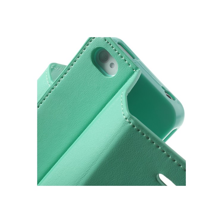 Mercury Goospery for iPhone 4s 4 Sonata Diary Flip Leather Case w/ Stand - Cyan-7