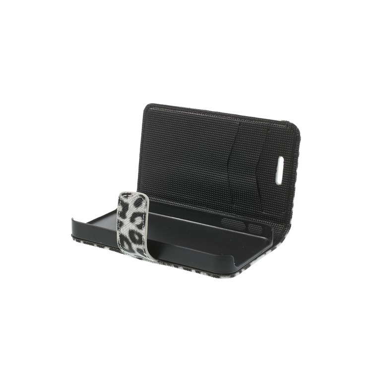 Leopard Card Slot Leather Stand Case for iPhone 4 4S - White-6
