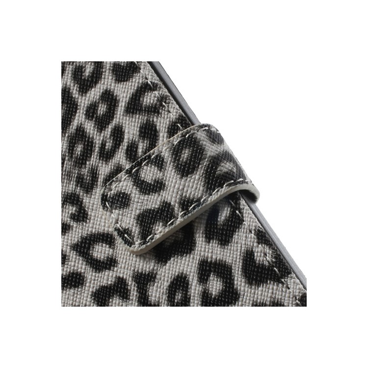 Leopard Card Slot Leather Stand Case for iPhone 4 4S - White-8